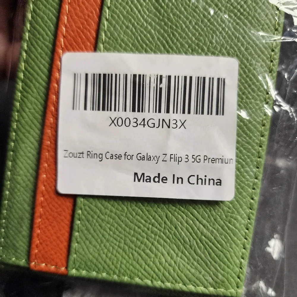 Ring Phone Case Galaxy Z‎ Flip 3 5G Premium with Strap Green New 649